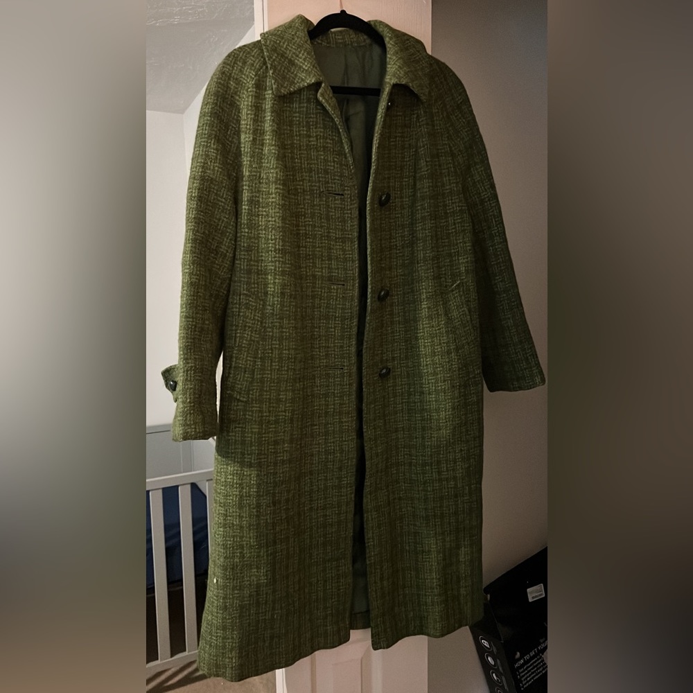 Harris Tweed green vintage wool coat